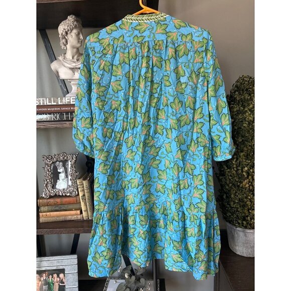 SALONI Tyra Printed Silk Shirt Dress Blue Multi Womens Size 10 - Picture 6 of 8